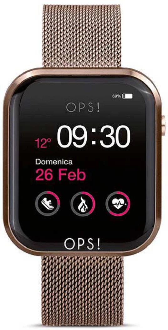 OPS! Call OPSSW-17 Unisex Uhr • Smartwatch-Funktionen • Roségold Milanese