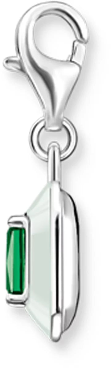 Charm Anhänger Grüner 3D Stein - 925 Sterlingsilber