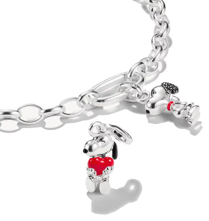 Charm-Anhänger aus recyceltem 925er Sterlingsilber, mit Snoopy & Herz Motiv, Thomas Sabo, Modell: 2226-664-10