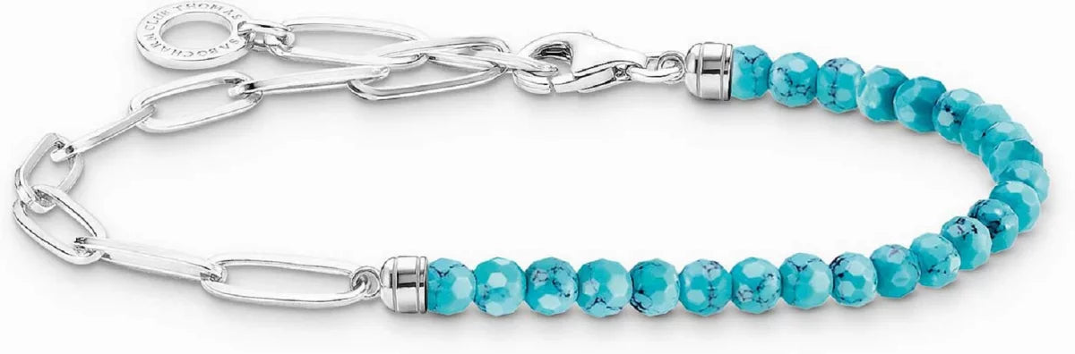 Charmarmband mit Beads und Kettengliedern - 925 Sterlingsilber