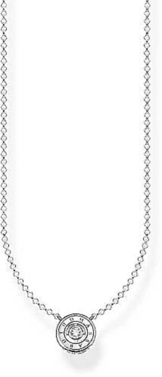 Halskette mit Kreis Anhänger und weißem Stein - 925 Sterlingsilber