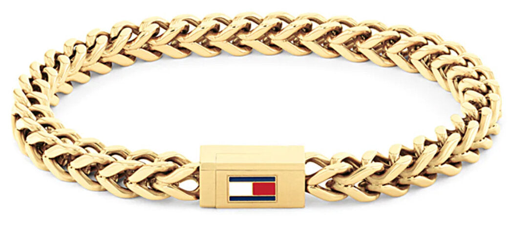 Herren Armband aus geflochtenem, goldfarbenem Edelstahl - Tommy Hilfiger Modell: 2790648
