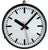 Runde Wanduhr mit schwarzem Metallrand, weißem Zifferblatt, Strichindex und Zeigern