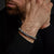 Armband aus 8mm großen schwarzen Larvikit-Edelsteinen mit schwarzem Stahlverschluss - Rebel&Rose Modell: RR-80097-V-L