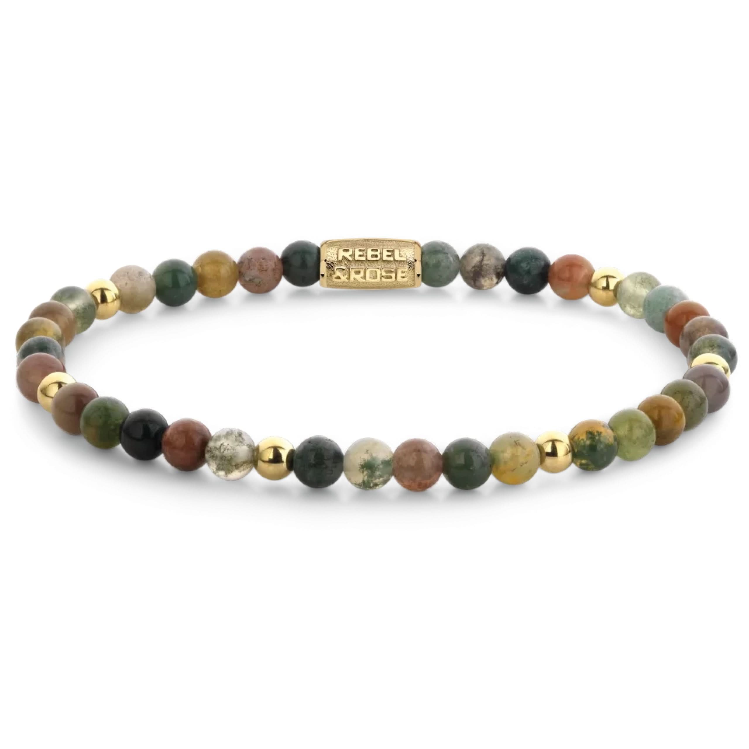 Armband aus verschiedenfarbigen Edelsteinen und Edelstahlverschluss - Rebel&Rose Modell: RR-40046-G-M