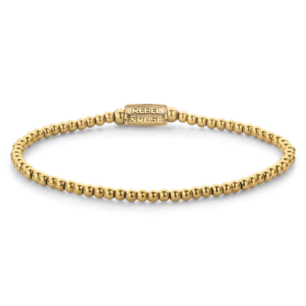 Goldplattiertes Armband aus Edelsteinen mit Edelstahlverschluss - Rebel&Rose Modell: RR-30001-G-S