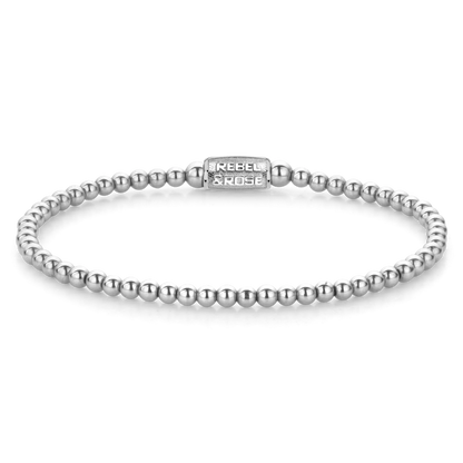 Silberfarbenes Armband aus Edelsteinen mit Edelstahlverschluss - Rebel&Rose Modell: RR-30002-S-S