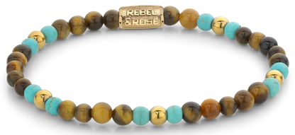 Armband aus verschiedenfarbigen Edelsteinen und Edelstahlverschluss - Rebel&Rose Modell: RR-40063-G-M