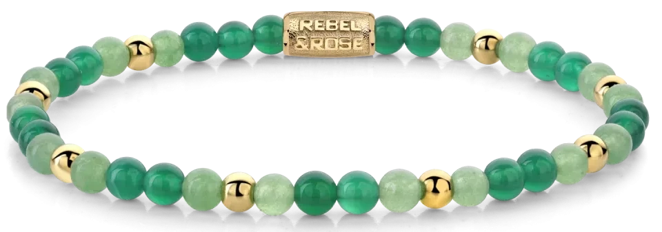 Armband aus 4mm Grünes Abenteurertum und Moosachat Edelsteinen mit Edelstahlverschluss - Rebel&Rose Modell: RR-40122-G-S