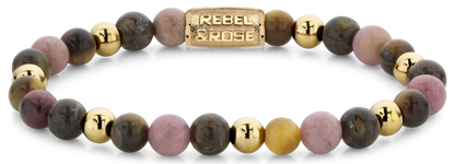 Armband aus 6mm großen Edelsteinen mit Metallverschluss - Rebel&Rose Modell: RR-60060-G-M