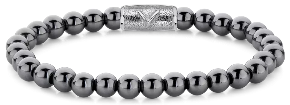 6mm Hematite Stone Bracelet with Stainless Steel Clasp - Rebel&Rose Model: RR-6DV02-S-L