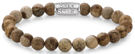 Bracelet made of 8mm gemstones, Imperial Jasper with metal clasp - Rebel&Rose Model: RR-80027-S-L