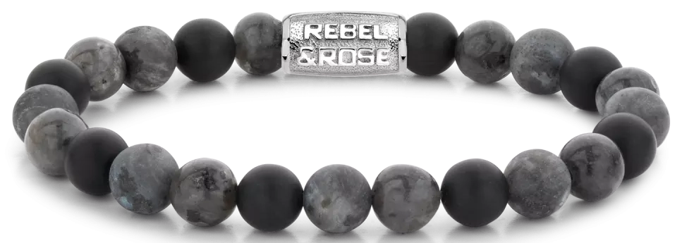 Armband aus 8mm großen Howlith-Steinen mit Edelstahlverschluss - Rebel&Rose Modell: RR-80066-S-M
