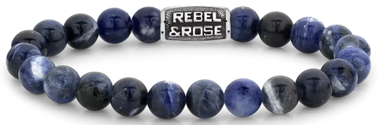 Bracelet made of 8mm gemstone beads Sodalite with metal clasp - Rebel&Rose Model: RR-80096-V-L