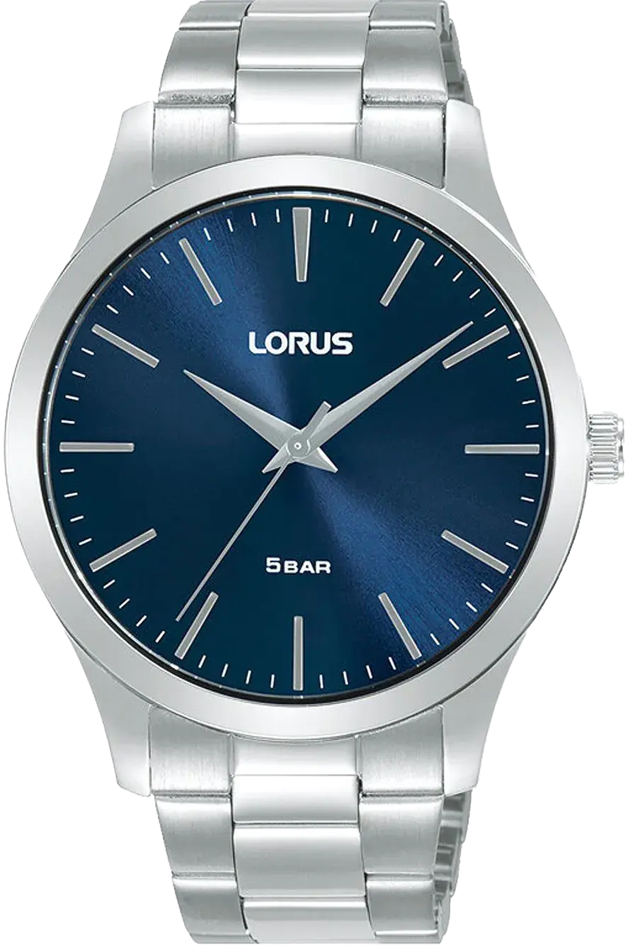 Lorus Classic RRX65HX9 Herren Uhr • Blaues Sunray Zifferblatt • Flaches Design