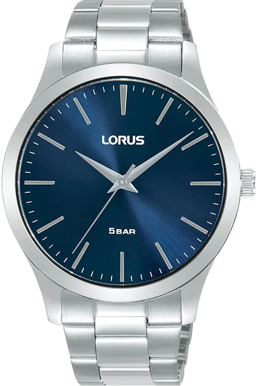 Lorus Classic RRX65HX9 Herren Uhr • Blaues Sunray Zifferblatt • Flaches Design
