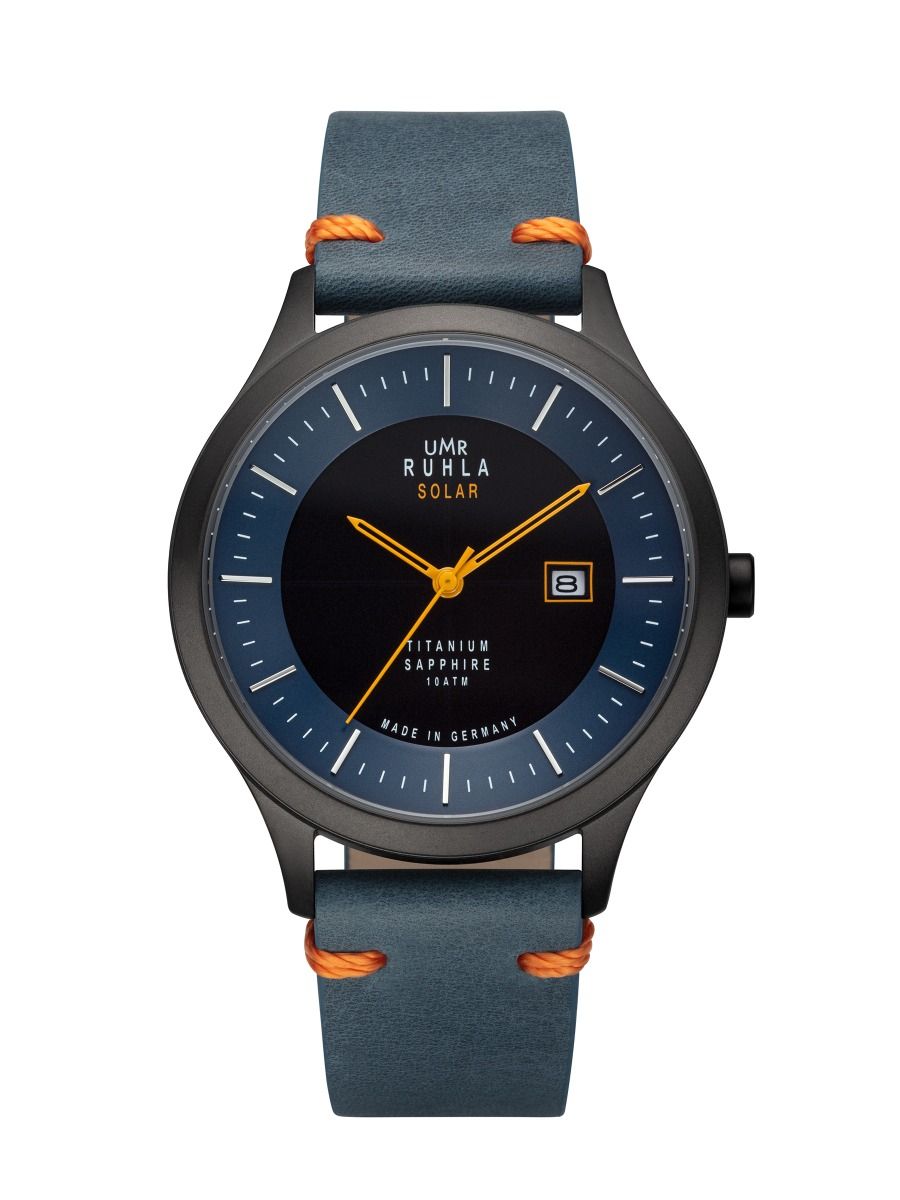 UMR Ruhla RUHLA-Solar RSO95953 Herren Armbanduhr Dunkelblau • Solaruhrwerk Epson VS37 • Saphirglas