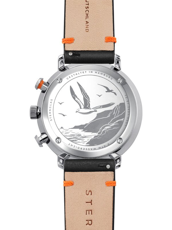 Herrenuhr, Chronograph aus Edelstahl - Blaues Zifferblatt - Sternglas Modell: S01-HC06-EB05