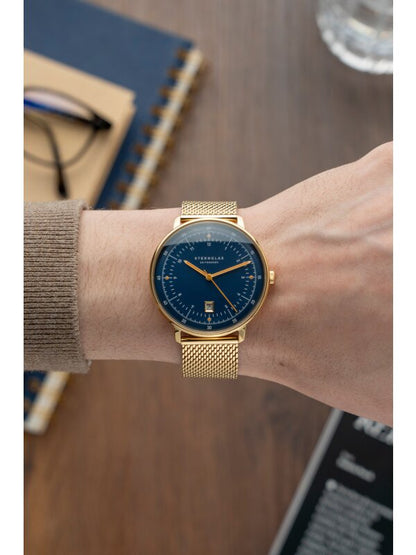 Herrenuhr mit dunkelblauem Zifferblatt - Sternglas Modell: S01-HH07-MI05