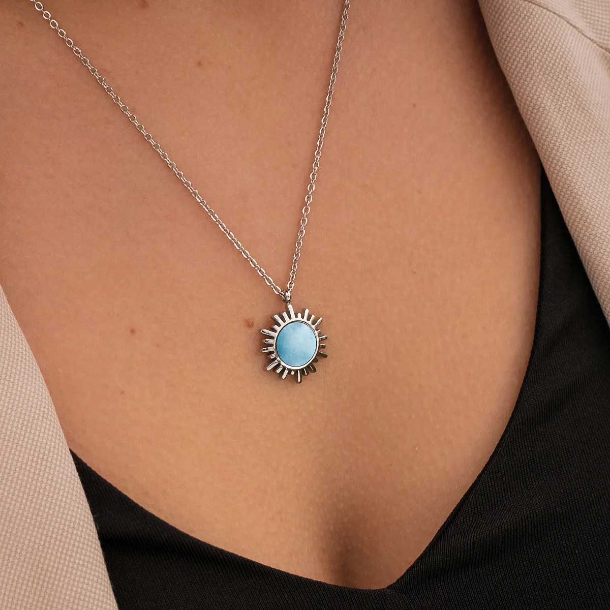 Shade Halskette mit Sonnen Anhänger - Holzkern Modell: Jewelry