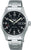 Seiko 5 Sports Herrenarmbanduhr mit schwarzem Zifferblatt und Stahlband