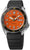 Seiko 5 Sports Herrenuhr, schwarzes Silikonband, orangefarbenes Zifferblatt, Datumsfenster