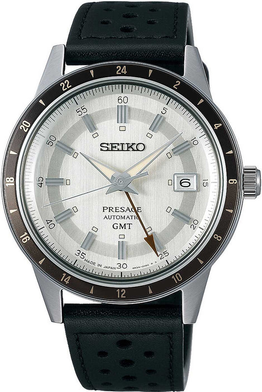 Seiko Presage SSK011J1 Uhr • GMT Automatik • Lederarmband
