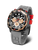 Vostok Europe Herrenarmbanduhr mit grauem Silikonband und schwarzem Zifferblatt, rot