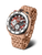 Vostok Europe herrklocka med metallarmband, runt boett, röd urtavla