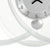 Quarz-Tischuhr mit silbernem Pendelknopf und transparentem Gehäuse, Ziffern und Zeiger
