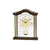 Nussbaumfarbene Tischuhr mit rundem Holzrahmen, weißem Zifferblatt und Pendel