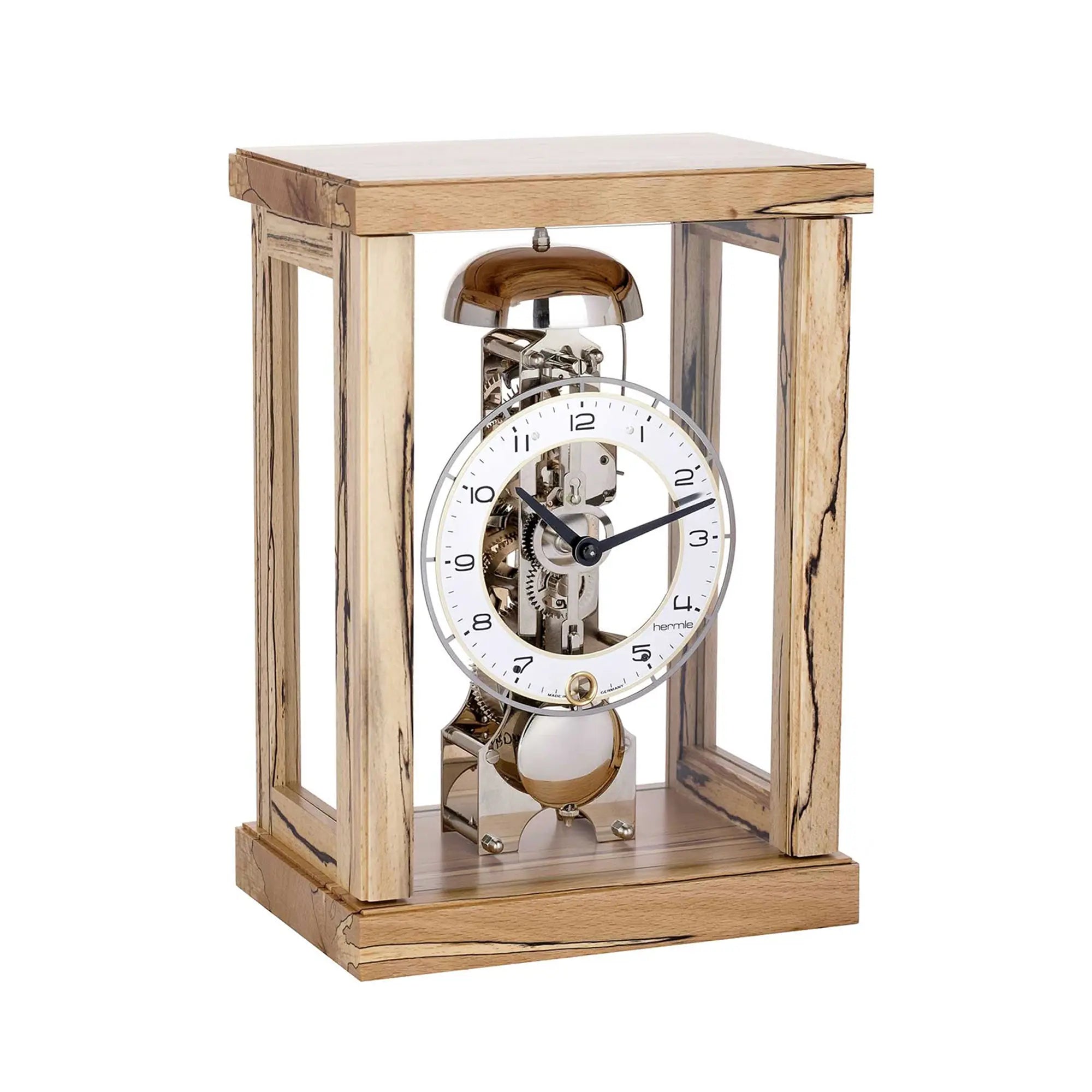 Hermle Tischuhr 26,5x18,5x12,5 cm Holz • Mechanisches Skelettwerk • 14 Tage Gangreserve