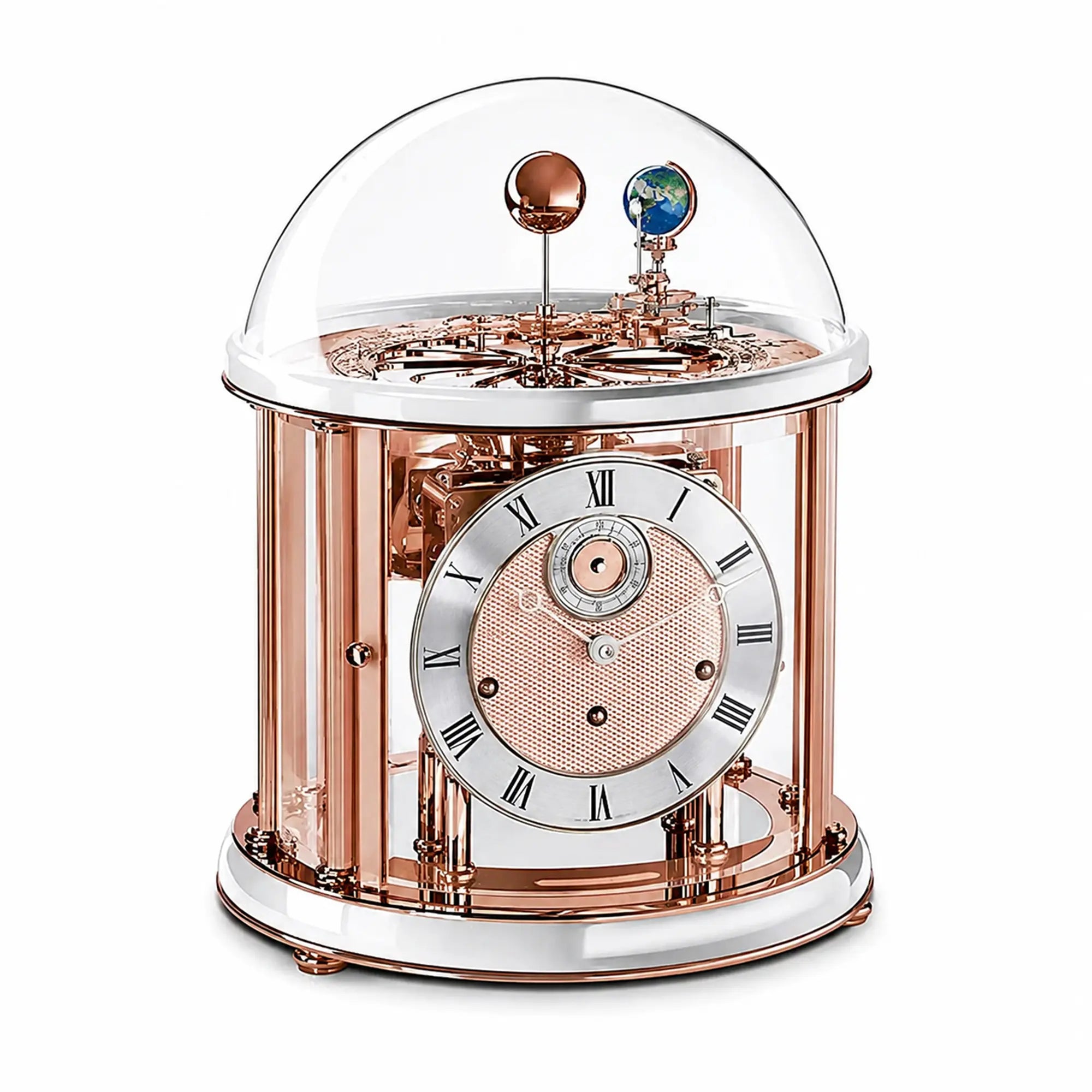 Hermle Tischuhr 35x29x29 cm Metall • Exquisite Tellurium-Funktion • Mit Westminster Schlagwerk