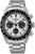 Herrenuhr mit Edelstahlarmband, weißem Zifferblatt und schwarzer Tachymeter-Lünette