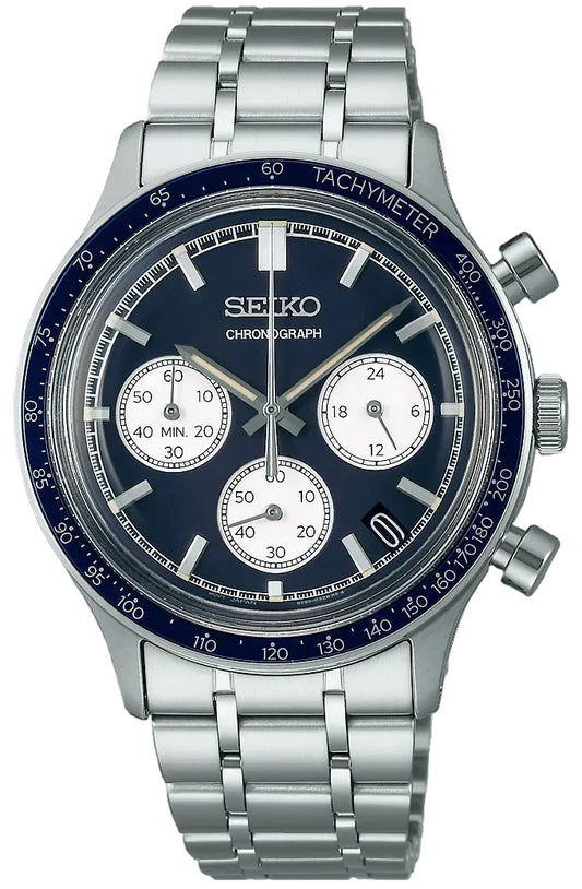 Seiko Chronograph SSB477P1 Uhr • Edles Blaues Ziffernblatt • Präzises Quarzwerk