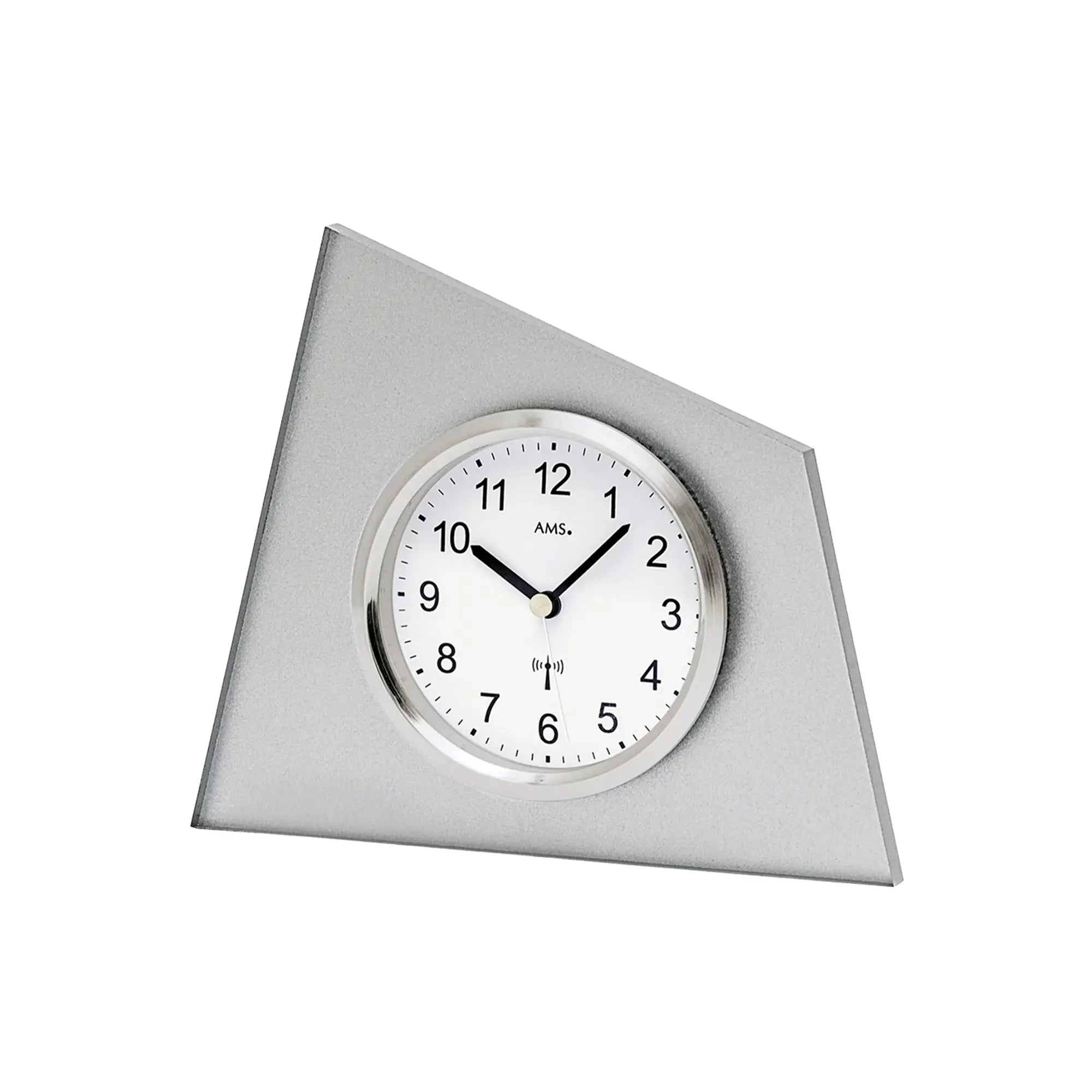 AMS F5175S Tischuhr Silber • Funkwerk • Mineralglas und Aluminiumfront