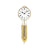 Wanduhr mit rundem Zifferblatt, goldfarbenem Gehäuse und hängenden Kettengewichten