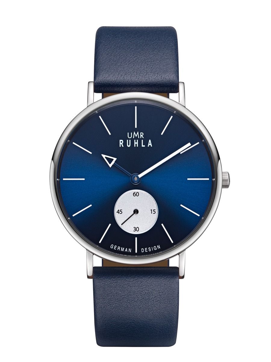 UMR Ruhla Style 30168-2 Armbanduhr Dunkelblau • Dezentrale Sekunde • Seiko Quarzwerk