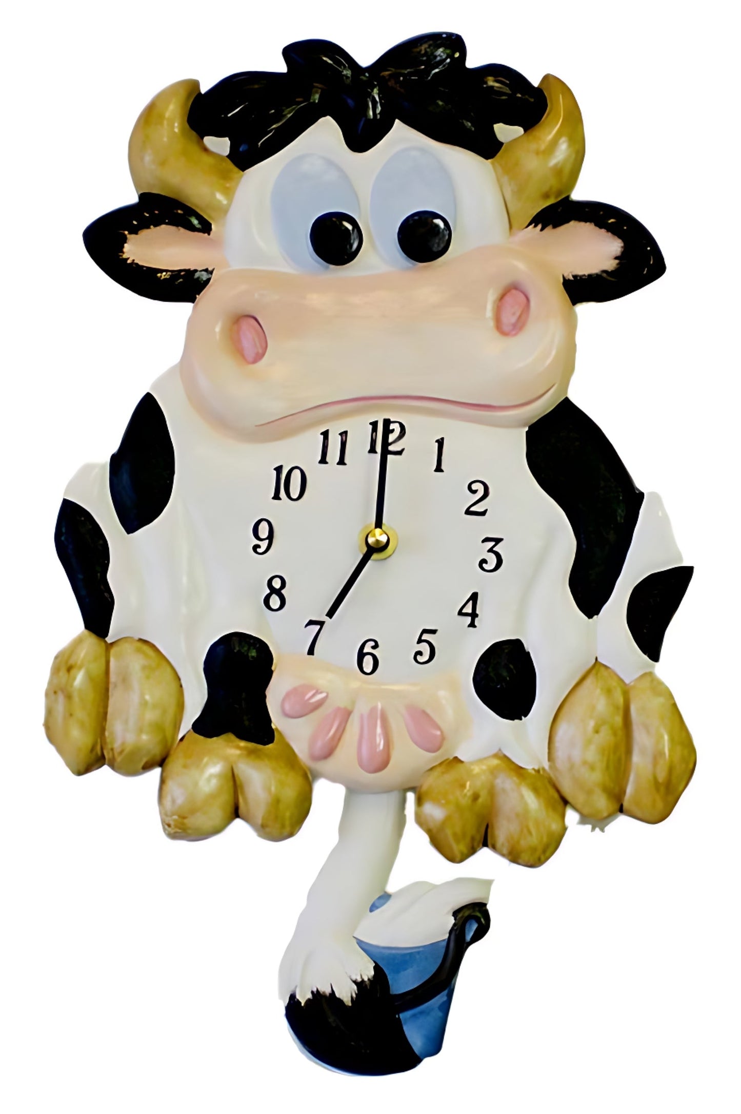 Terrastudio Wanduhr 27x24 cm Keramik • Originelles Kuh-Design • Mit Pendel • Geräuschlos