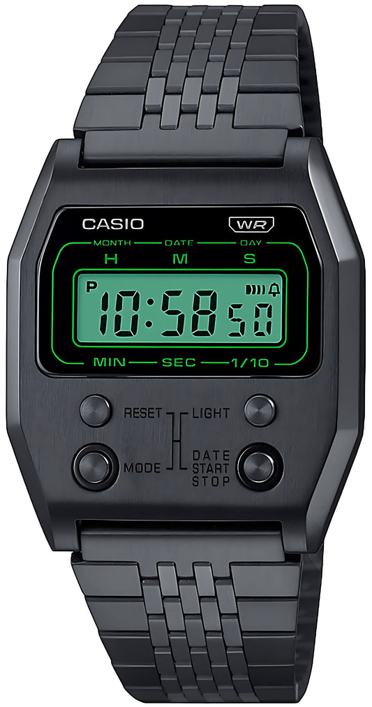 Casio Vintage A1100B-1EF Uhr • Kultiges Retro-Design • Grünes LCD