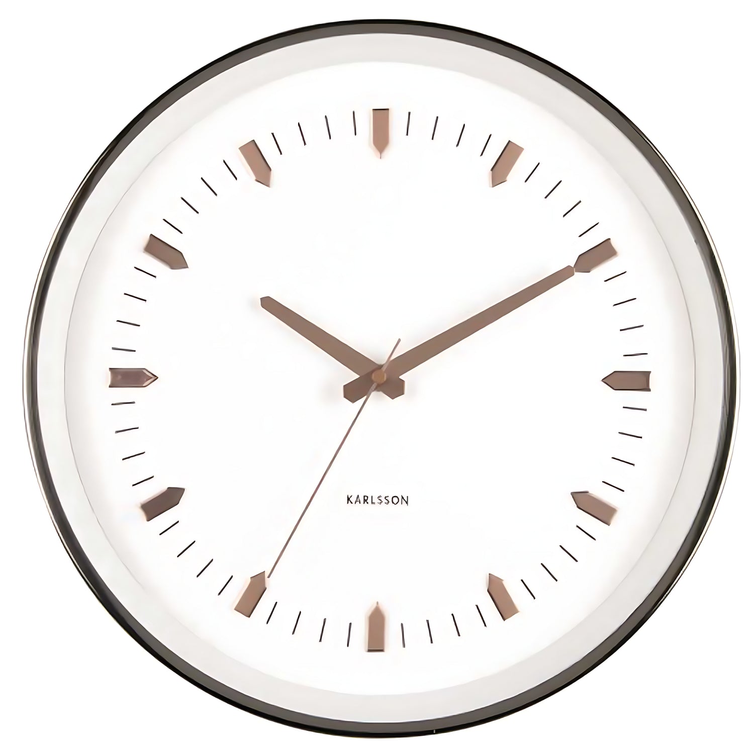 Karlsson Wanduhr 35x35x5,5 cm Metall • Modernes Design • Roségoldene Akzente