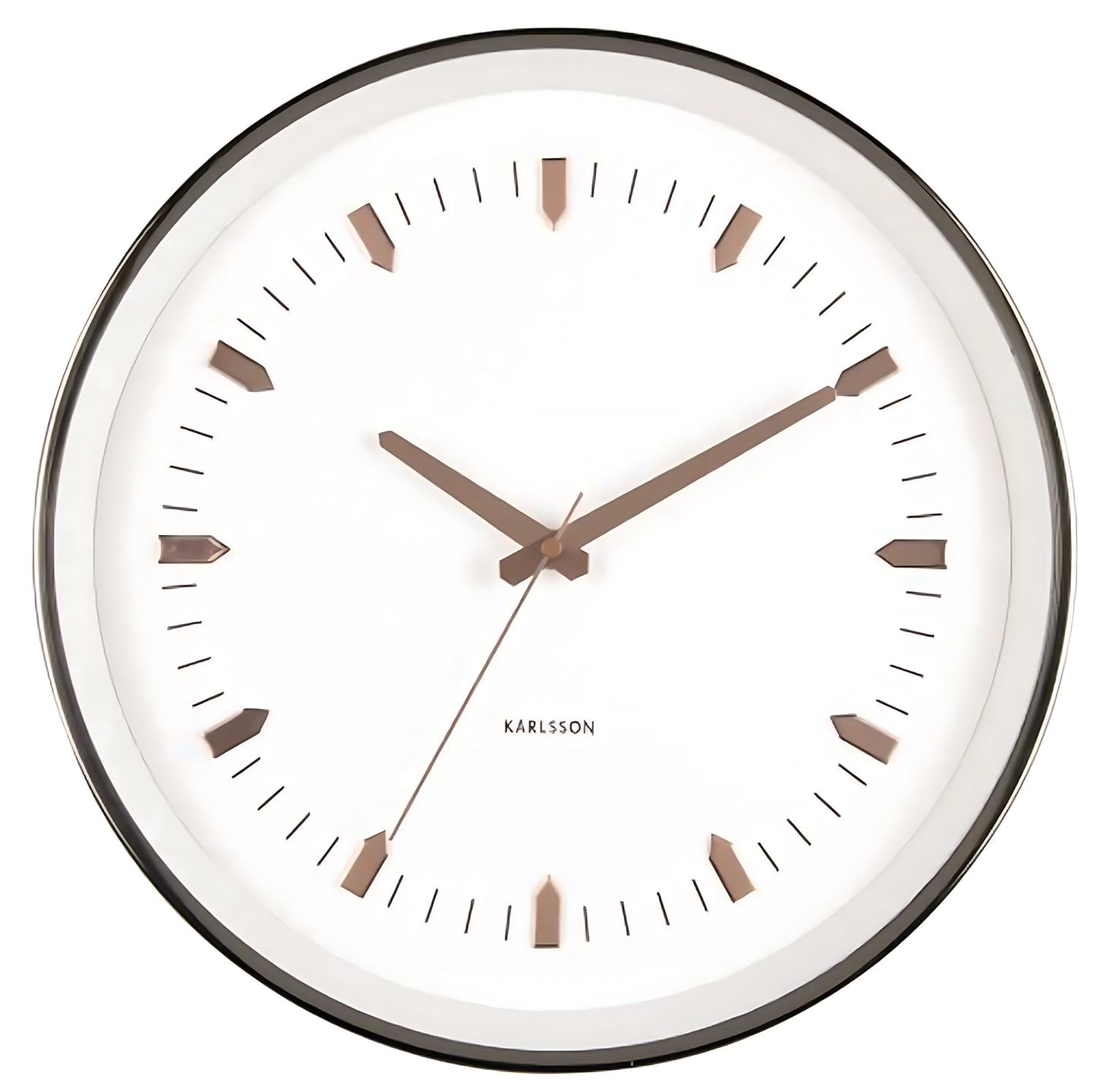 Karlsson Wanduhr 35x35x5,5 cm Metall • Modernes Design • Roségoldene Akzente