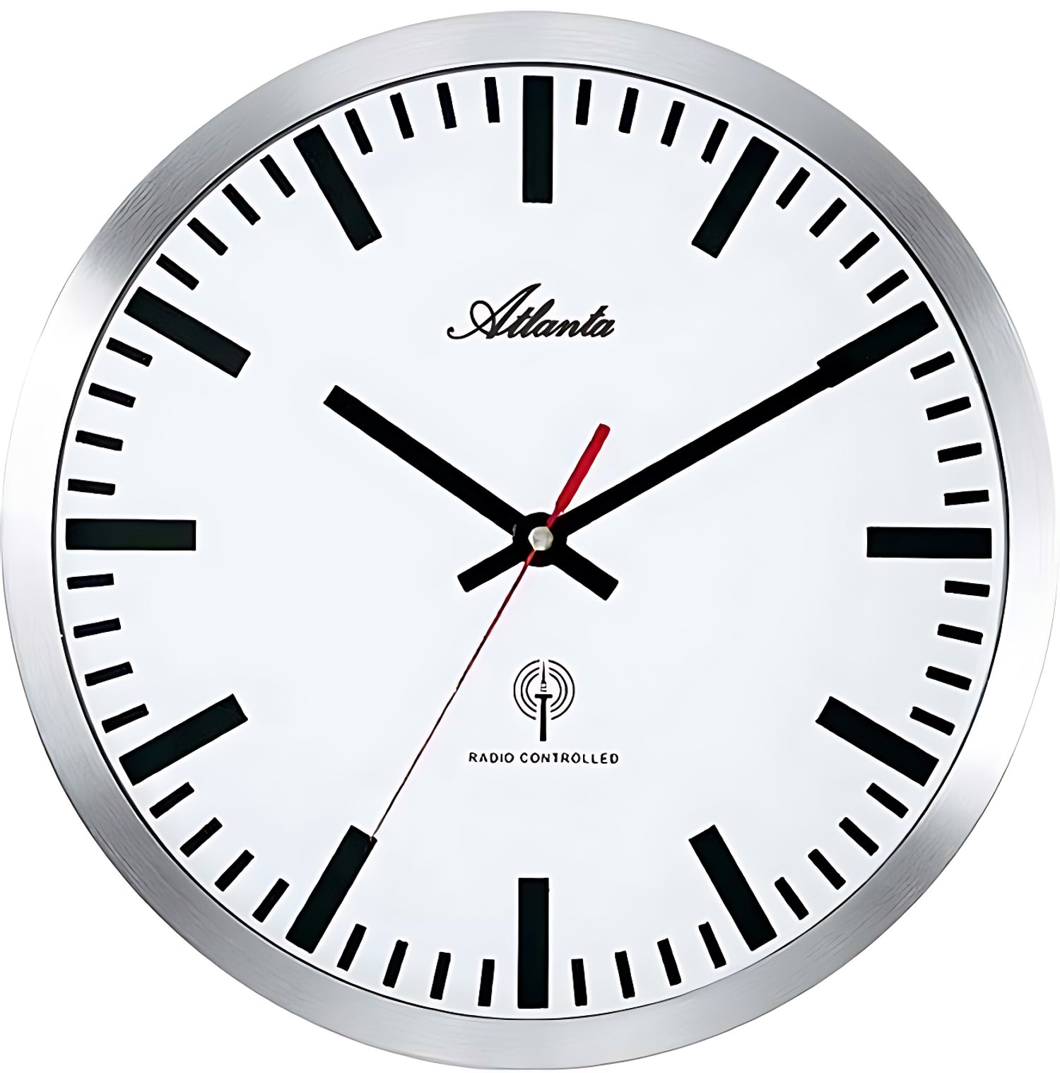 Atlanta Wanduhr 30 cm Ø Edelstahl • Funkgesteuert • Gut lesbar