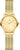 Damenuhr mit goldfarbenem Mesh-Armband und rundem Zifferblatt, Danish Design Schriftzug