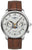 Herren-Uhr mit Mondphasenanzeige, silbernem Gehäuse und braunem Lederarmband