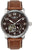 Herrenautomatik-Armbanduhr mit offenem Herzen, braunem Lederarmband und braunem Zifferblatt