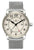 Zeppelin Herrenarmbanduhr mit silbernem Edelstahl-Meshband, rundem Gehäuse und weißem GMT-Zifferblatt