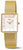 Boccia Damenuhr mit quadratischem Zifferblatt, goldenem Mesh-Armband und goldenen Zeigern