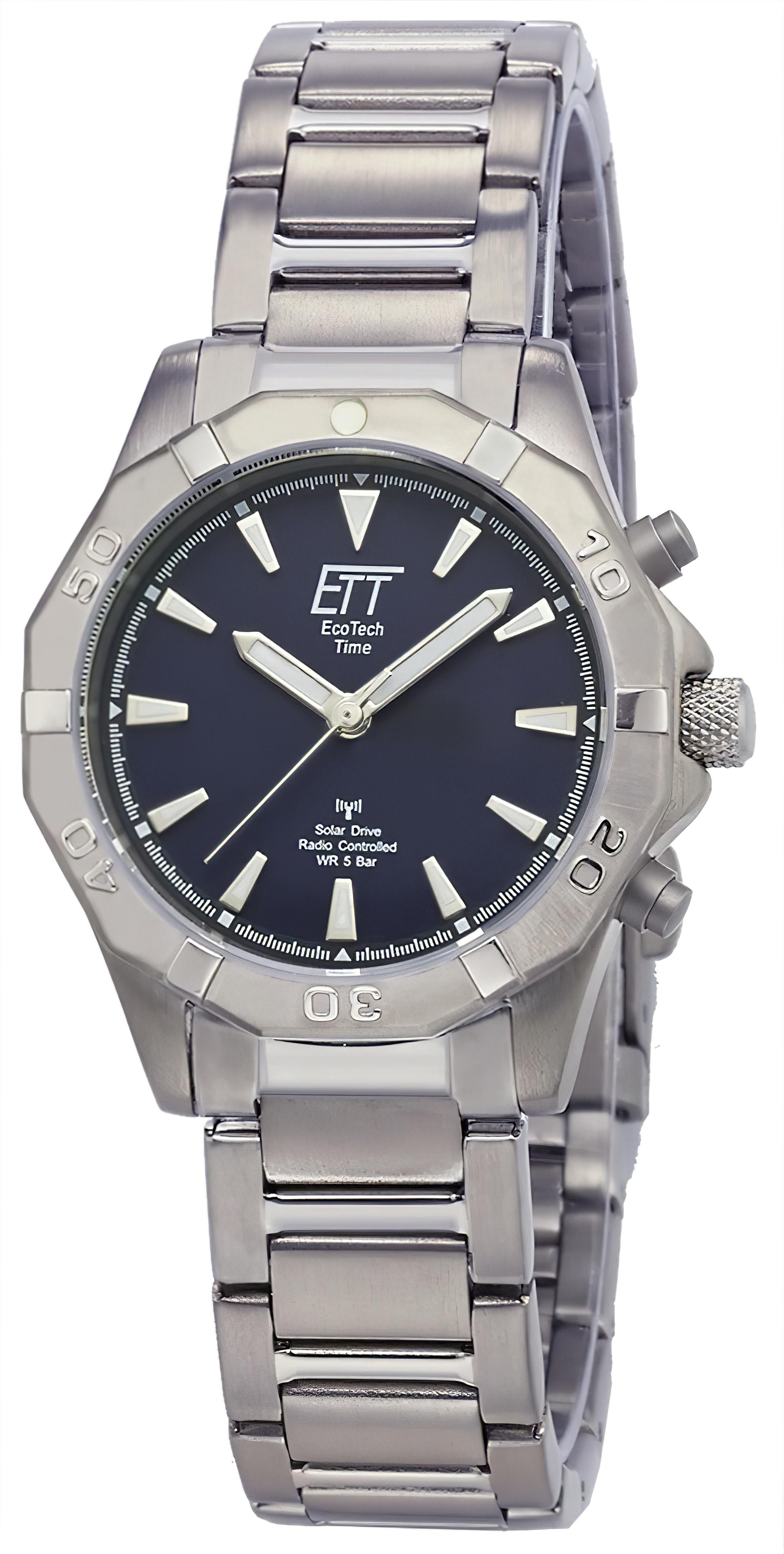 Damenuhr mit silbernem Metallarmband und rundem dunkelblauem Zifferblatt