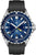 Herrenuhr mit blauem Zifferblatt, GMT-Anzeige, Datumsfenster und schwarzem Silikonband